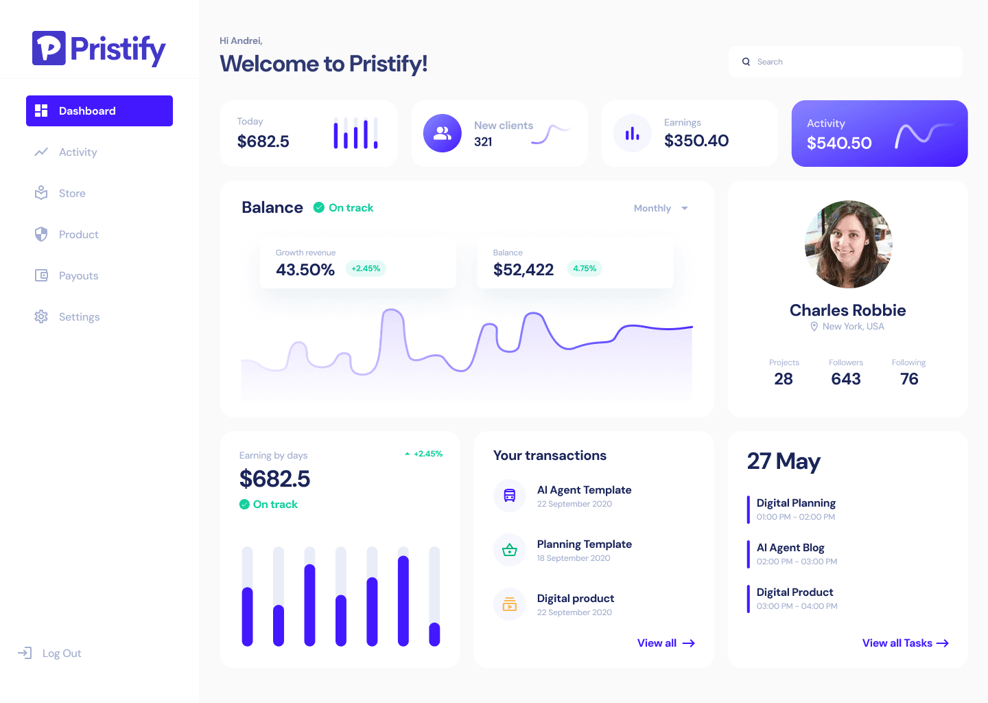 Pristify Dashboard Preview