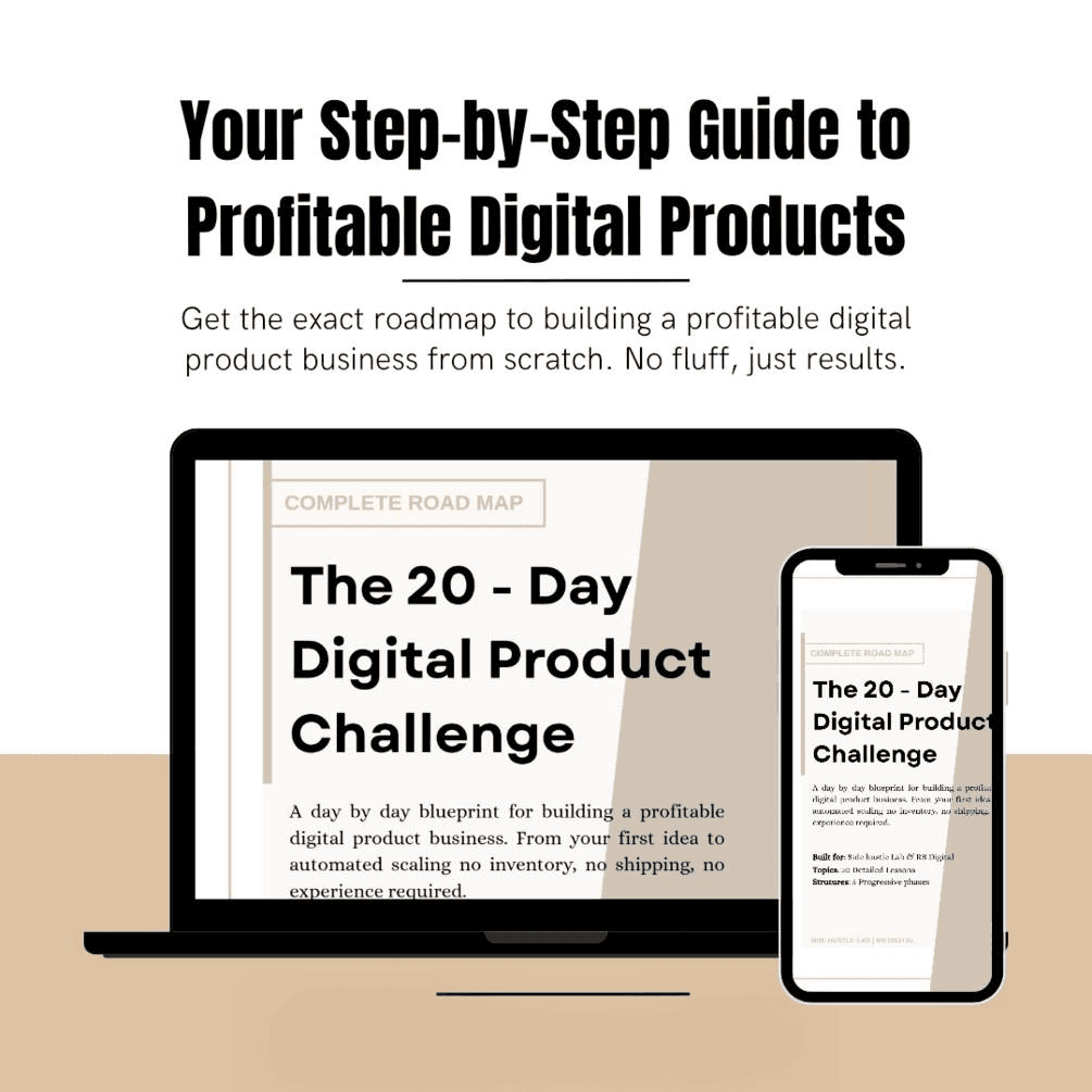 20-Day Digital Product Challenge Bundle (MRR + PLR License) | 41-Page Roadmap, 20 Lessons, Faceless Marketing, SEO Strategy & Digital Business Toolkit