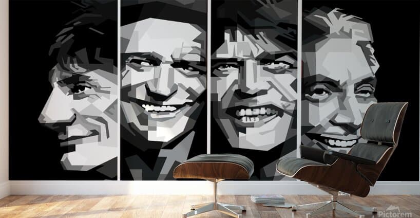 The Rolling Stones Black White Portrait Illustration